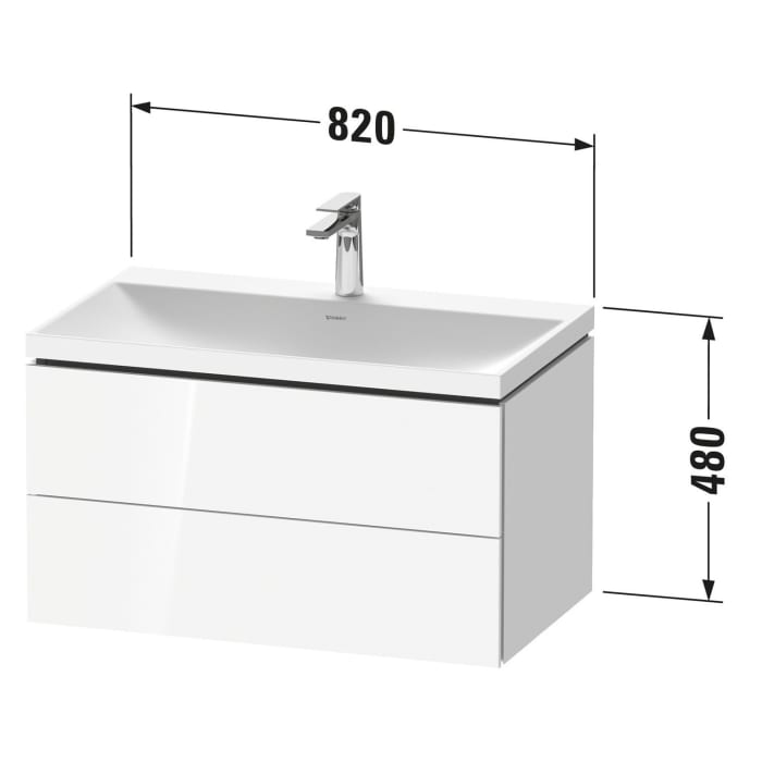 Duravit L-Cube c-shaped Möbelset mit Waschtisch ohne Hahnloch und Unterbau mit 2 Auszüge, 80 x 48 cm
