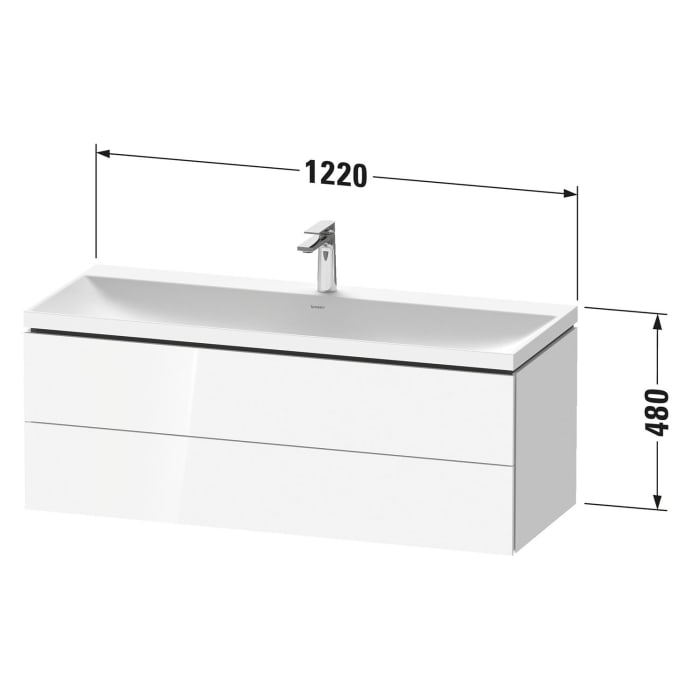 Duravit L-Cube c-shaped Möbelset mit Waschtisch mit 1 Hahnloch und Unterbau mit 2 Auszüge, 120 x 48 cm