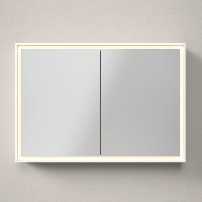 Duravit L-Cube Spiegelschrank 100 x 70 cm, 2 Türen, Steckdose: LKZ 2 (CH), mit Waschplatzbeleuchtung