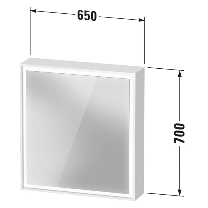 Duravit L-Cube Spiegelschrank 65 x 70 cm, 1 Tür rechts, Steckdose: LKZ 0 (DE,AT), mit Waschplatzbeleuchtung