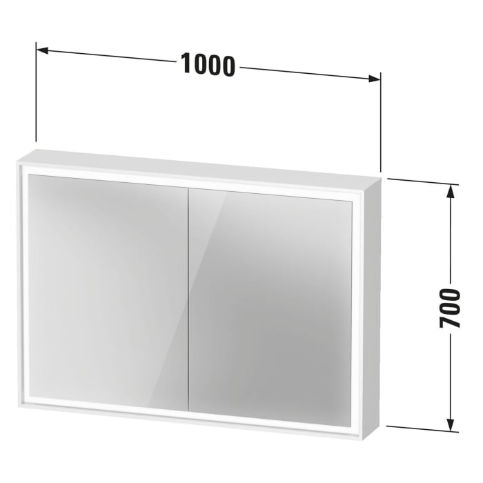 Duravit L-Cube Spiegelschrank 100 x 70 cm, 2 Türen, Steckdose: LKZ 0 (DE,AT)