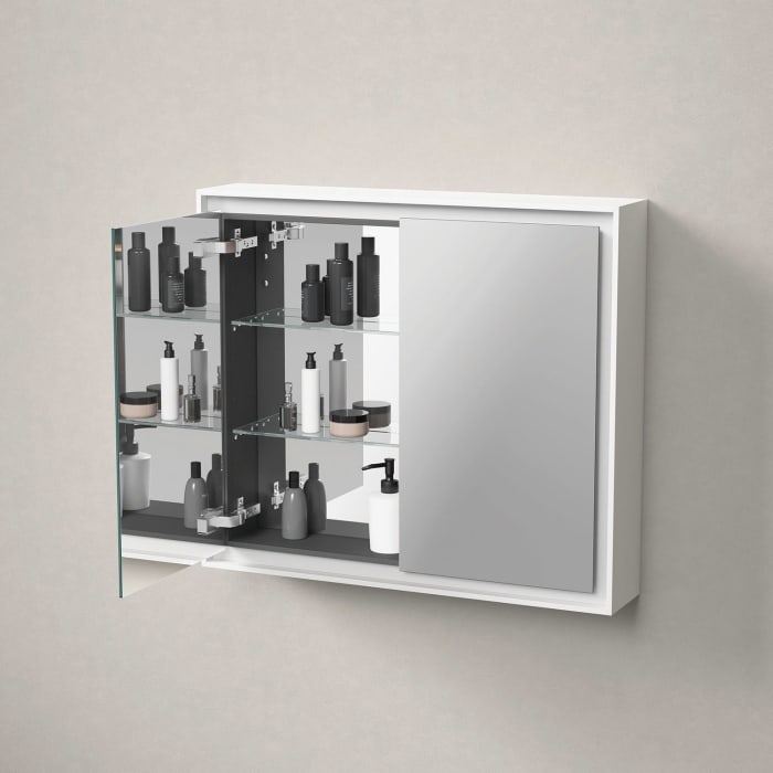 Duravit L-Cube Spiegelschrank 80 x 70 cm, 2 Türen, Steckdose: LKZ 2 (CH), mit Waschplatzbeleuchtung