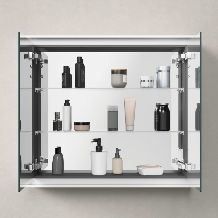 Duravit L-Cube Spiegelschrank 80 x 70 cm, 2 Türen, Steckdose: LKZ 1 (F), mit Waschplatzbeleuchtung