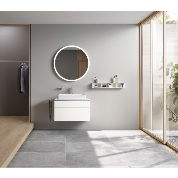 Duravit DuraSquare Aufsatzbecken mit L-Cube Konsolenwaschtischunterbau mit 2 Auszügen, 82 x 55 cm