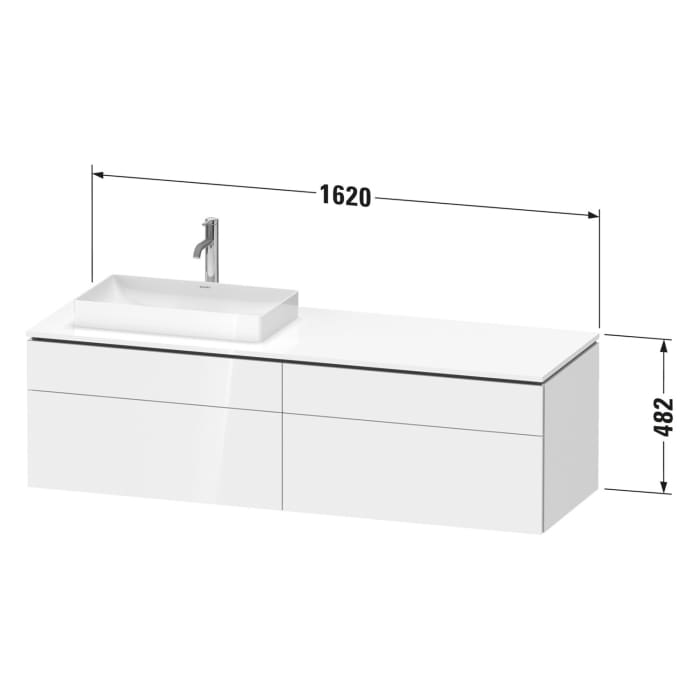 Duravit L-Cube Konsolenwaschtischunterbau mit 4 Auszügen, 162 x 55 cm, für Waschtisch rechts