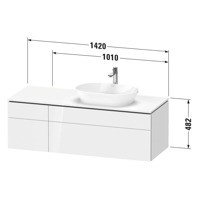 Duravit L-Cube Konsolenwaschtischunterbau mit 4 Auszügen, 142 x 55 cm, für Waschtisch rechts
