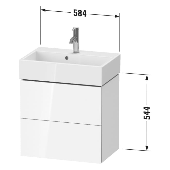 Duravit L-Cube Waschtischunterbau wandhängend Compact mit 2 Auszügen 58,4 x 39,1 cm