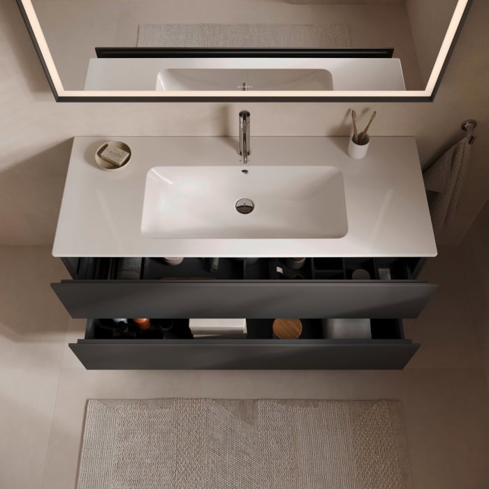 Duravit L-Cube Waschtischunterbau wandhängend mit 2 Auszügen, 122 x 48,1 cm