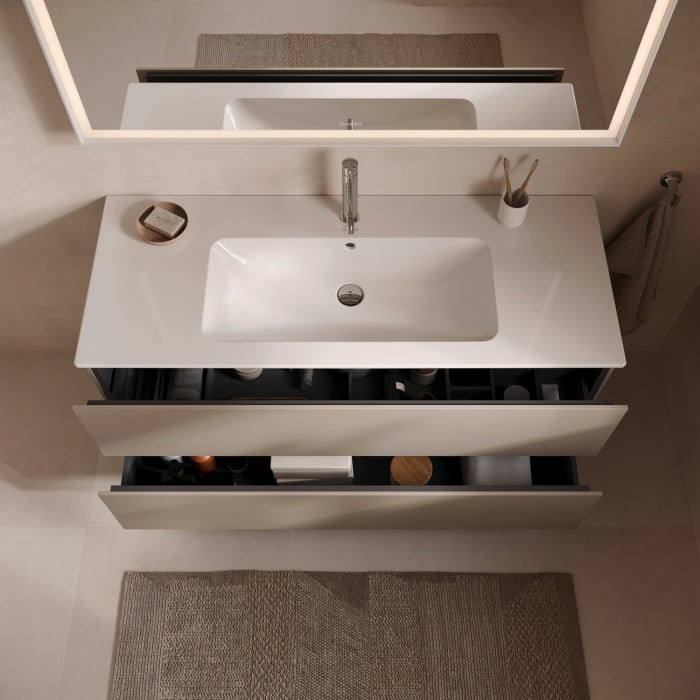 Duravit L-Cube Waschtischunterbau wandhängend mit 2 Auszügen, 122 x 48,1 cm