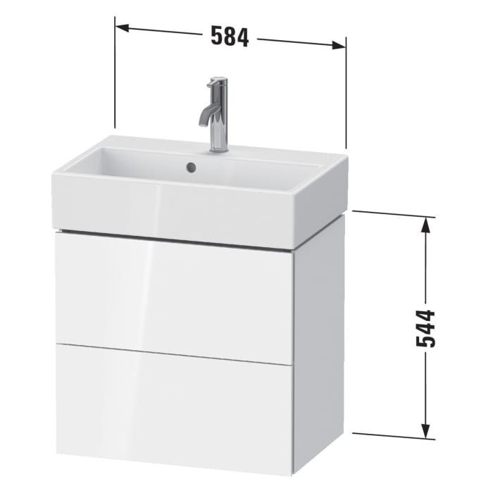Duravit L-Cube Waschtischunterbau wandhängend Compact mit 2 Auszügen 58,4 x 39,1 cm