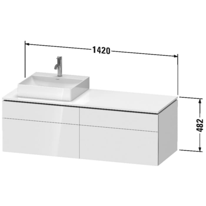 Duravit L-Cube Konsolenwaschtischunterbau mit 4 Auszügen, 142 x 55 cm, für Waschtisch links