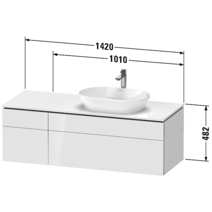 Duravit L-Cube Konsolenwaschtischunterbau mit 4 Auszügen, 142 x 55 cm, für Waschtisch rechts
