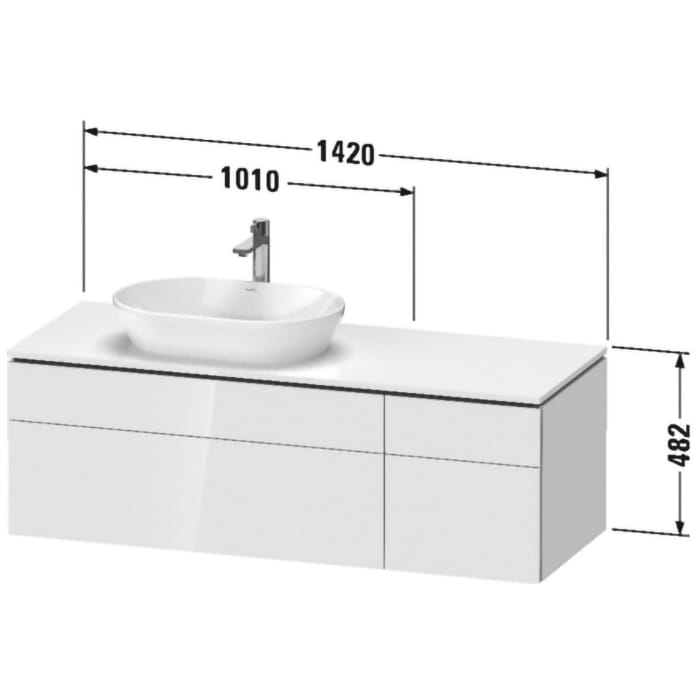 Duravit L-Cube Konsolenwaschtischunterbau mit 4 Auszügen, 142 x 55 cm, für Waschtisch links