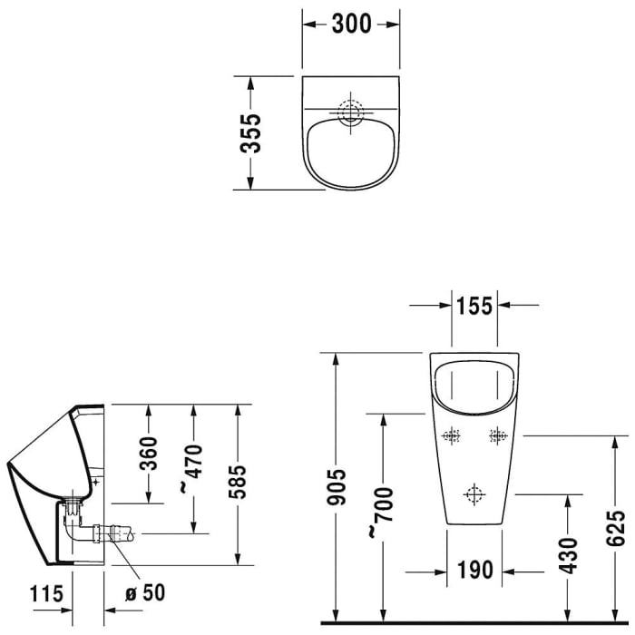 Duravit ME by Starck Wasserloses Urinal Dry