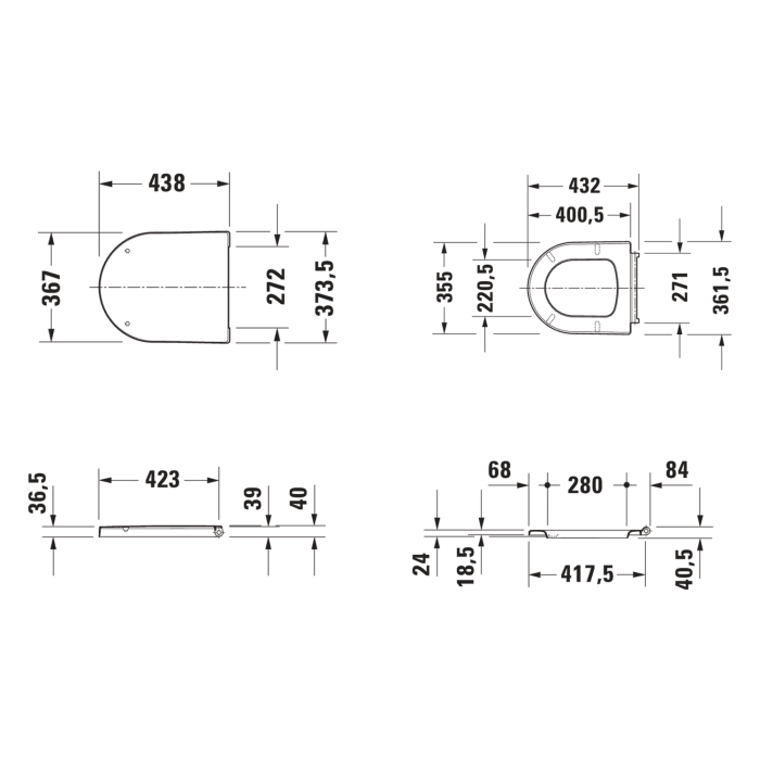 Duravit ME by Starck Wand-WC Compact Rimless Set
