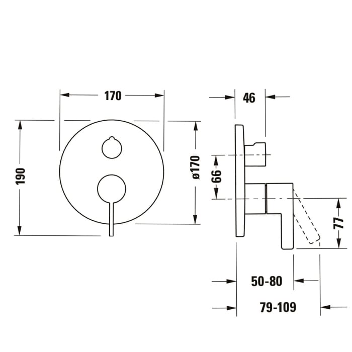 Duravit D-Neo Einhebel-Wannenmischer Unterputz, mit Umstellventil