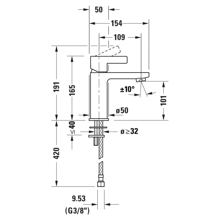 Duravit D-Neo Einhebel-Waschtischmischer M FreshStart ohne Zugstange