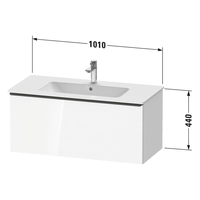 Duravit D-Neo Waschtischunterbau 101 x 44 cm, 1 Auszug, Griff bronze gebürstet