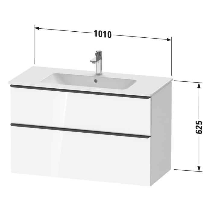 Duravit D-Neo Waschtischunterbau 101 x 62,5 cm, 2 Auszüge, Griff diamantschwarz