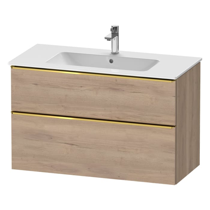 Duravit D-Neo Waschtischunterbau 101 x 62,5 cm, 2 Auszüge, Griff gold poliert