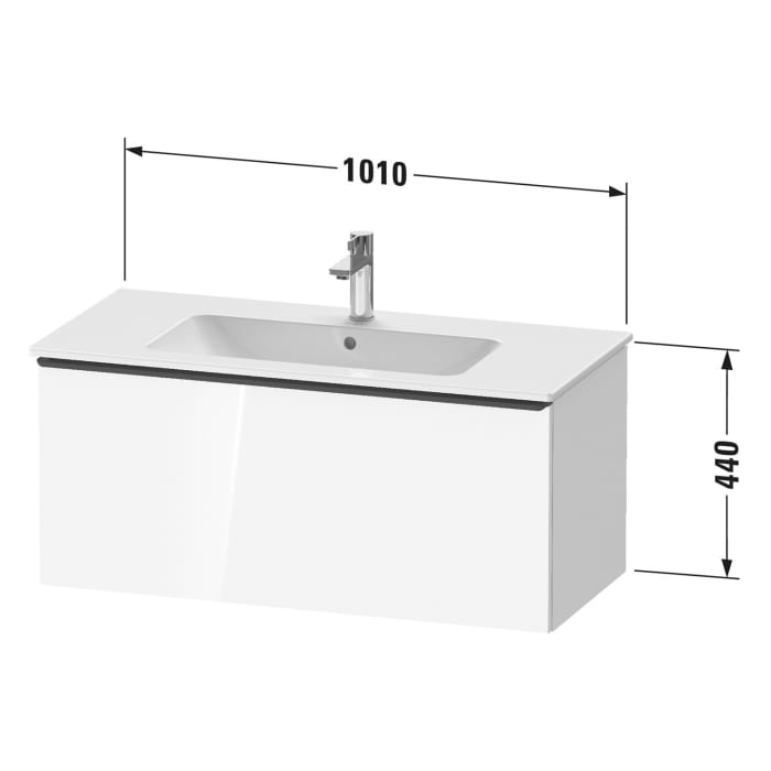 Duravit D-Neo Waschtischunterbau 101 x 44 cm, 1 Auszug, Griff chrom