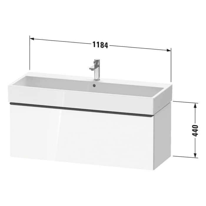 Duravit D-Neo Waschtischunterbau 118,4 x 44 cm, 1 Auszug, Griff diamantschwarz