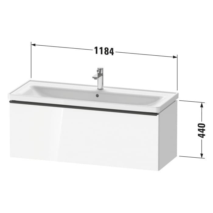 Duravit D-Neo Waschtischunterbau 118,4 x 44 cm, 1 Auszug, Griff chrom