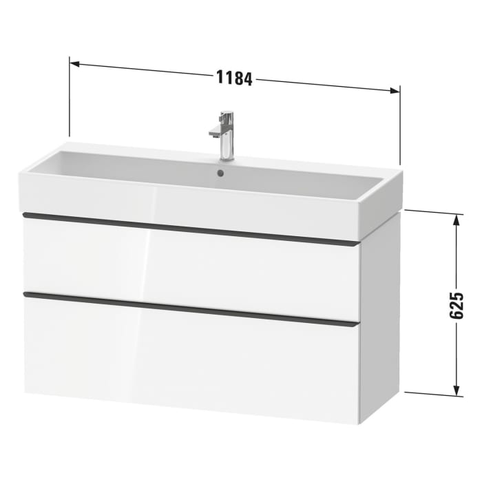 Duravit D-Neo Waschtischunterbau 118,4 x 62,5 cm, 2 Auszüge, Griff bronze gebürstet