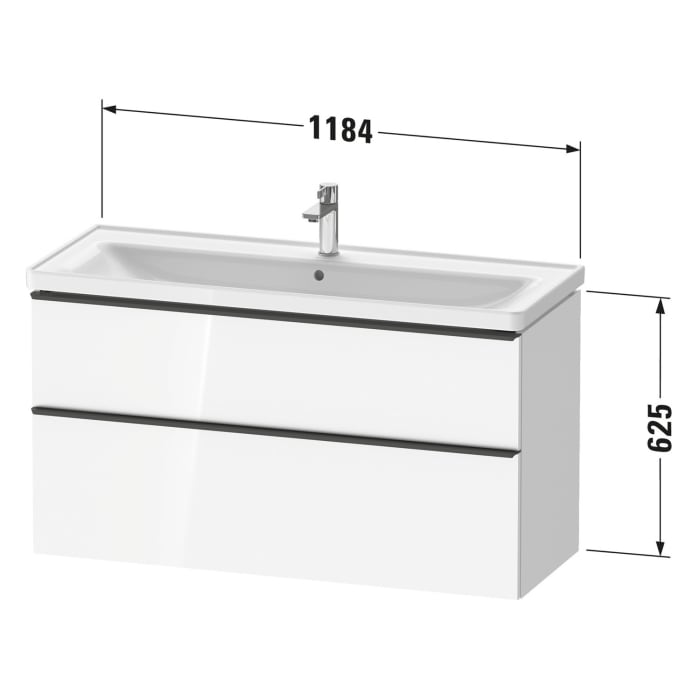 Duravit D-Neo Waschtischunterbau 118,4 x 62,5 cm, 2 Auszüge, Griff diamantschwarz