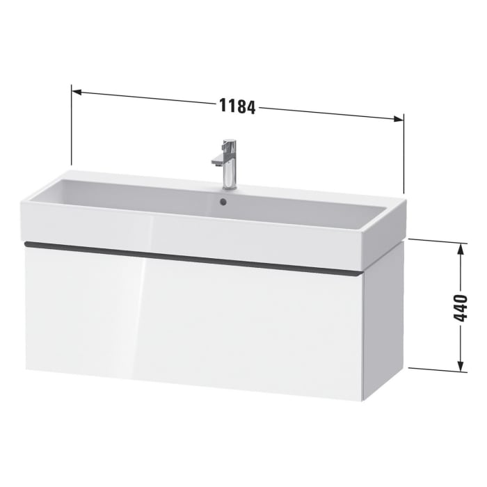 Duravit D-Neo Waschtischunterbau 118,4 x 44 cm, 1 Auszug, Griff chrom