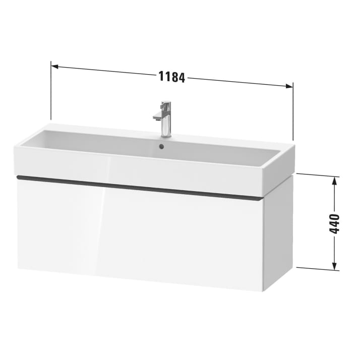 Duravit D-Neo Waschtischunterbau 118,4 x 44 cm, 1 Auszug, Griff diamantschwarz