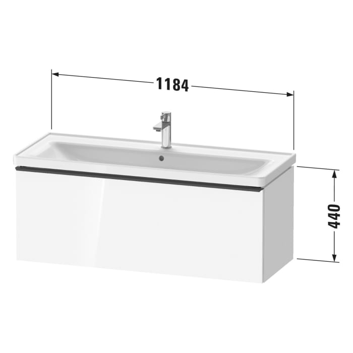 Duravit D-Neo Waschtischunterbau 118,4 x 44 cm, 1 Auszug, Griff edelstahl gebürstet