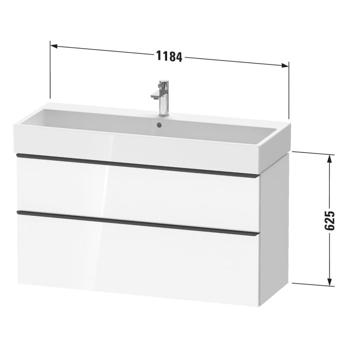 Duravit D-Neo Waschtischunterbau 118,4 x 62,5 cm, 2 Auszüge, Griff chrom