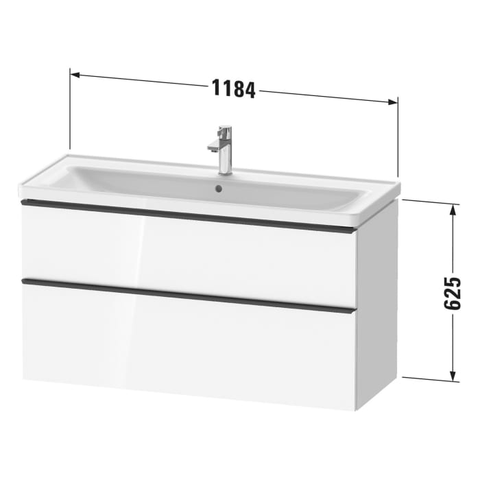 Duravit D-Neo Waschtischunterbau 118,4 x 62,5 cm, 2 Auszüge, Griff edelstahl gebürstet