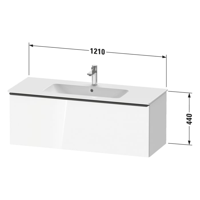 Duravit D-Neo Waschtischunterbau 121 x 44 cm, 1 Auszug, Griff bronze gebürstet