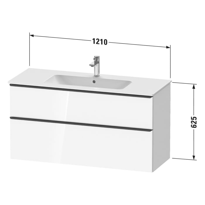 Duravit D-Neo Waschtischunterbau 121 x 62,5 cm, 2 Auszüge, Griff gold poliert