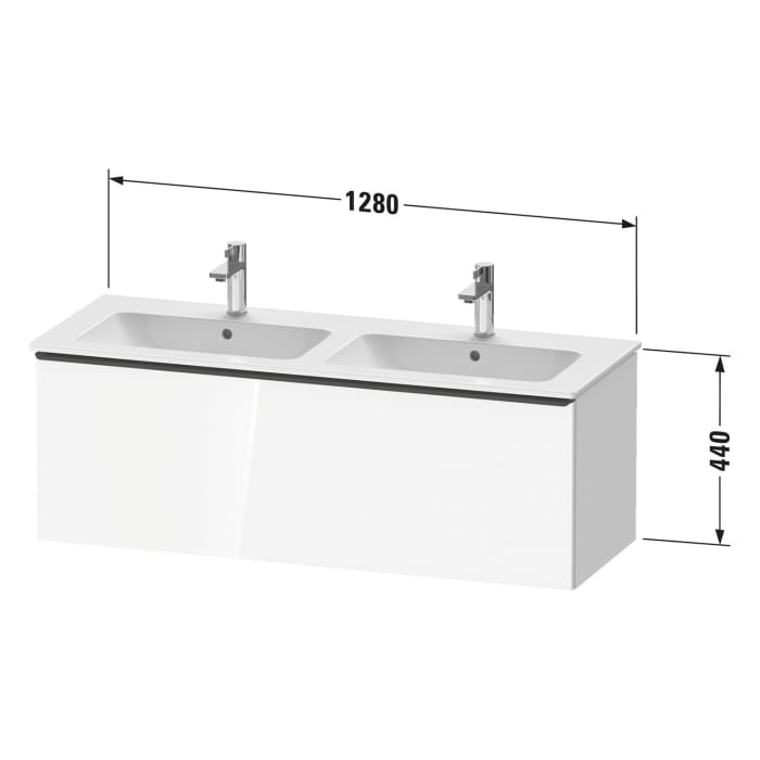 Duravit D-Neo Waschtischunterbau 128 x 44 cm, 1 Auszug, Griff bronze gebürstet