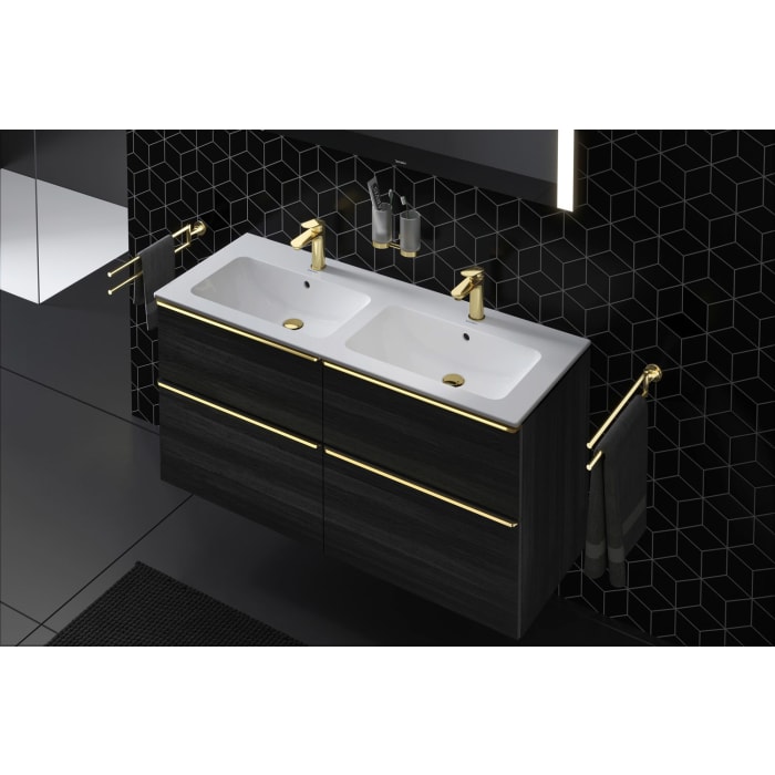Duravit D-Neo Waschtischunterbau 128 x 62,5 cm, 2 Auszüge, Griff gold poliert