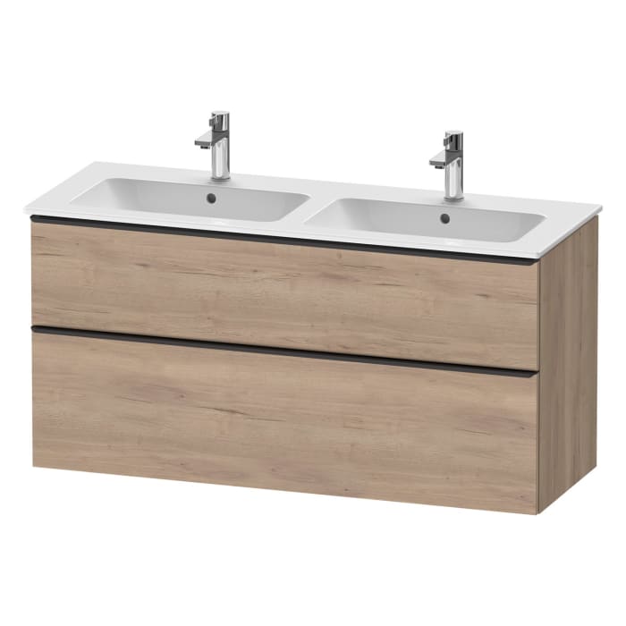 Duravit D-Neo Waschtischunterbau 128 x 62,5 cm, 2 Auszüge, Griff diamantschwarz