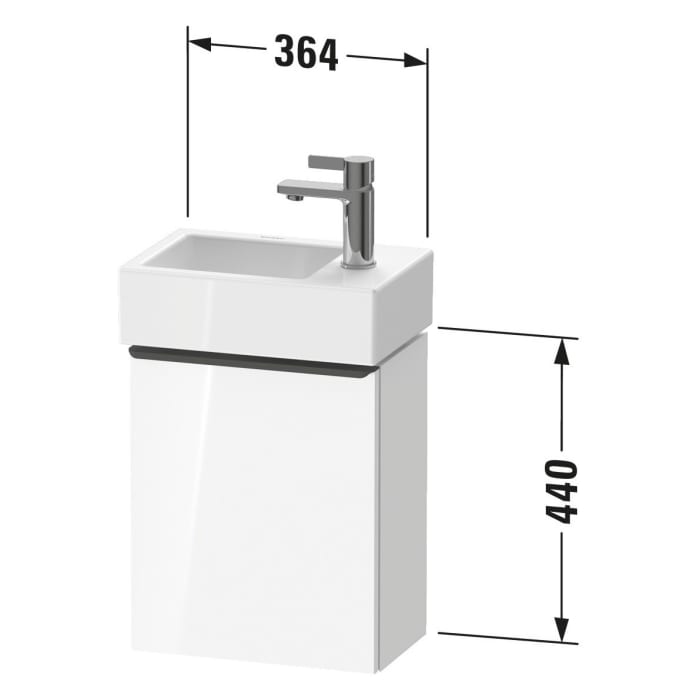 Duravit D-Neo Waschtischunterbau 36,4 x 44 cm, 1 Tür links, Griff chrom