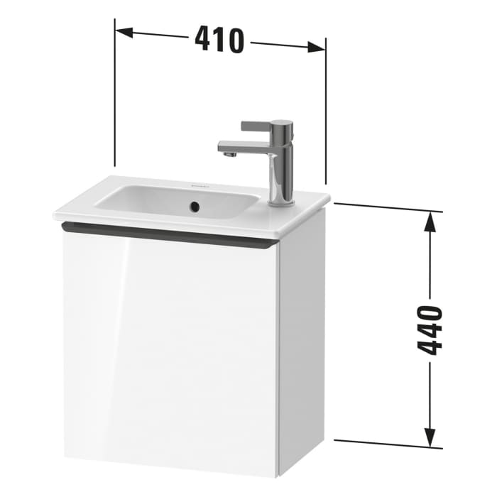 Duravit D-Neo Waschtischunterbau 41 x 44 cm, 1 Tür links, Griff bronze gebürstet