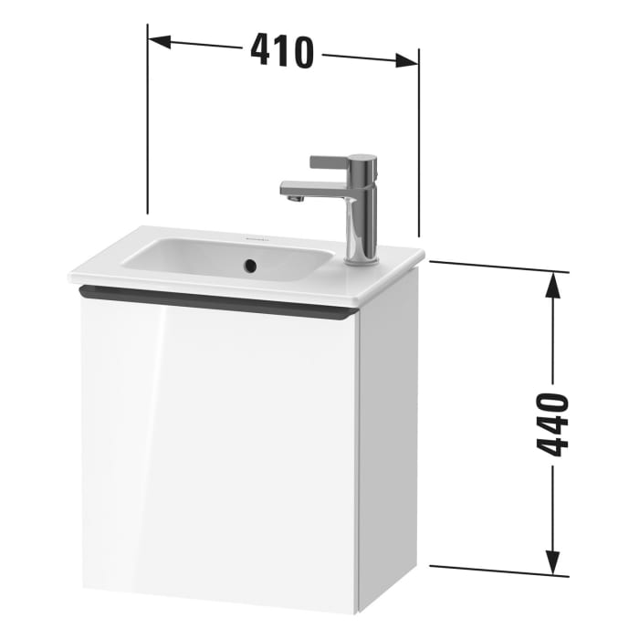 Duravit D-Neo Waschtischunterbau 41 x 44 cm, 1 Tür rechts, Griff chrom