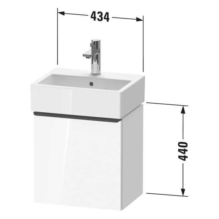 Duravit D-Neo Waschtischunterbau 43,4 x 44 cm, 1 Tür links, Griff gold poliert