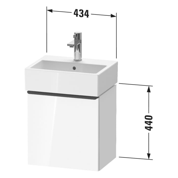 Duravit D-Neo Waschtischunterbau 43,4 x 44 cm, 1 Tür links, Griff diamantschwarz