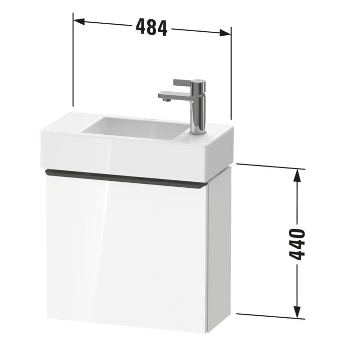 Duravit D-Neo Waschtischunterbau 48,4 x 44 cm, 1 Tür links, Griff chrom