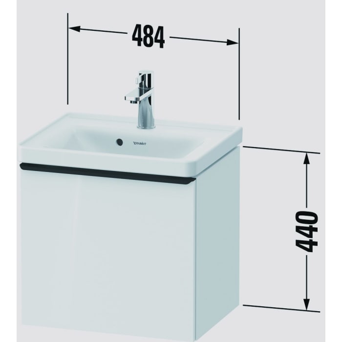 Duravit D-Neo Waschtischunterbau 48,4 x 44 cm, 1 Auszug, Griff diamantschwarz