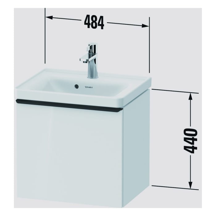 Duravit D-Neo Waschtischunterbau 48,4 x 44 cm, 1 Auszug, Griff diamantschwarz