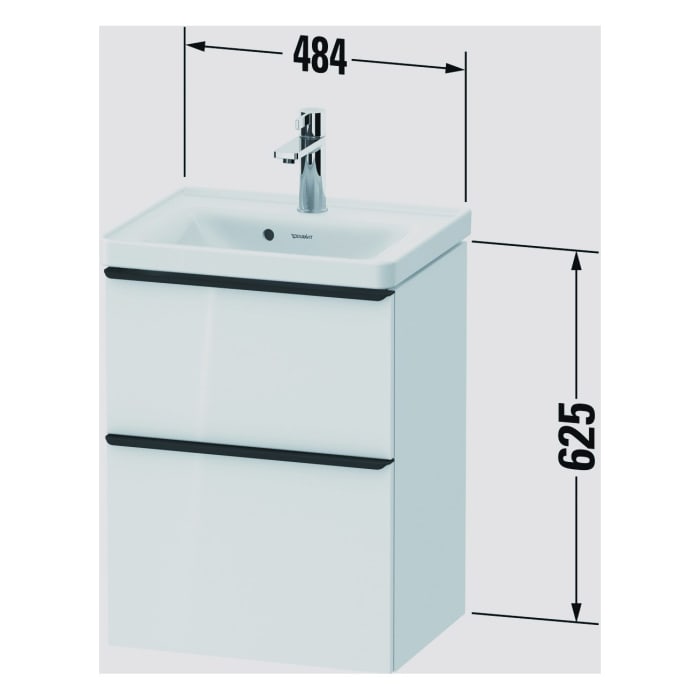 Duravit D-Neo Waschtischunterbau 48,4 x 62,5 cm, 2 Auszüge, Griff diamantschwarz