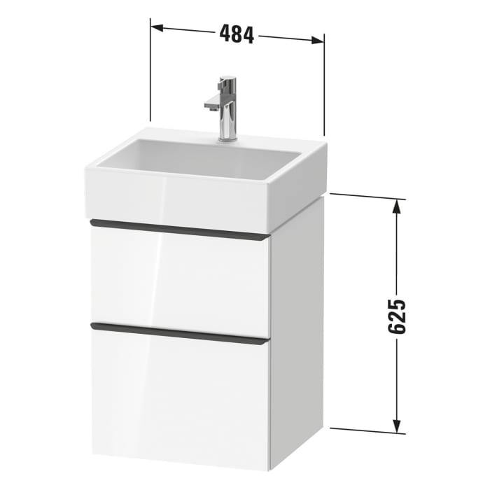 Duravit D-Neo Waschtischunterbau 48,4 x 62,5 cm, 2 Auszüge, Griff edelstahl gebürstet