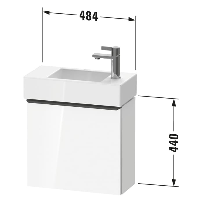 Duravit D-Neo Waschtischunterbau 48,4 x 44 cm, 1 Tür links, Griff bronze gebürstet